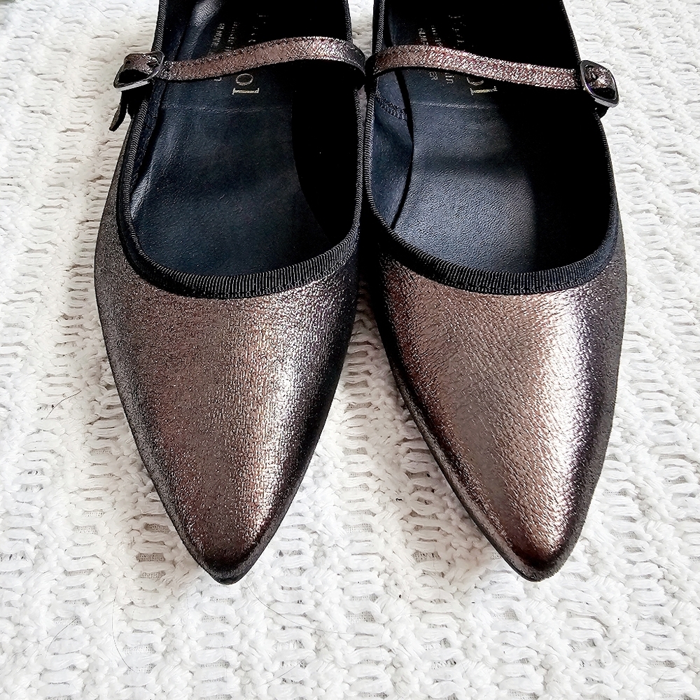 Anthropolgie Maypol Mary Jane Ballet Flats Metallic Bronze Leather 40 9.5 - Picture 4 of 12